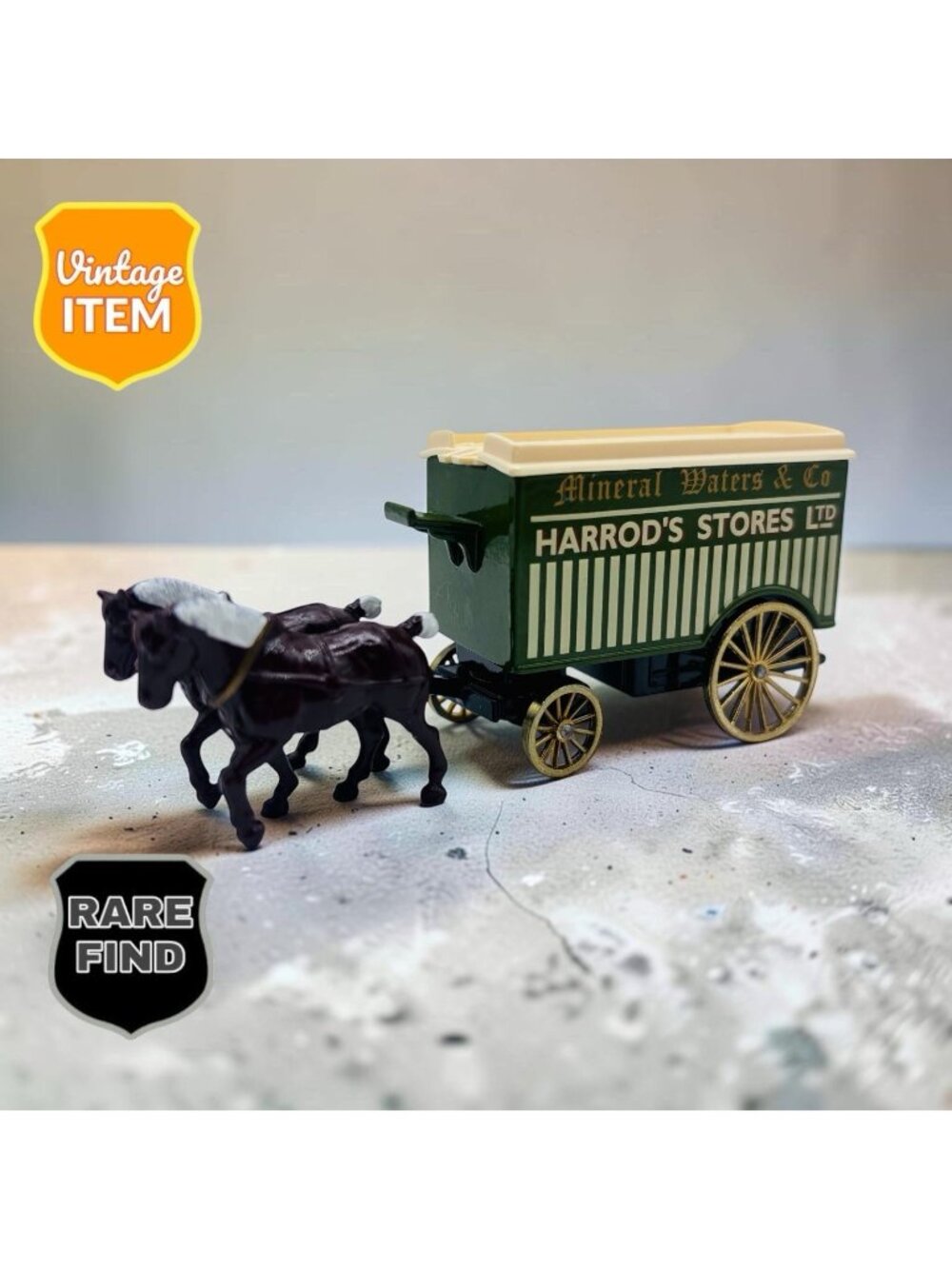 Vintage Lledo Diecast Promotional LE - Harrods Horse Drawn Delivery Truck.